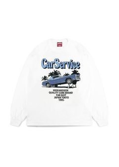 ×CARSERVICE L/S Tee-2 (WHITE) / カーサービス コラボ Tシャツ