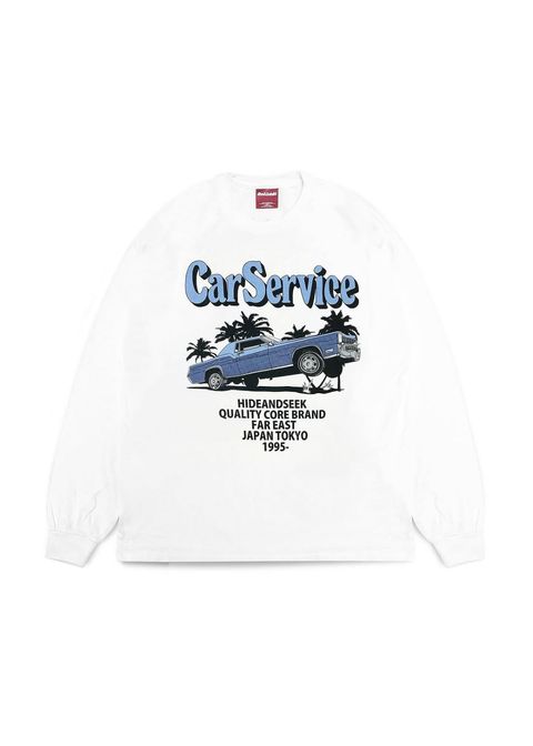 ×CARSERVICE L/S Tee-2 (WHITE) / カーサービス コラボ Tシャツ