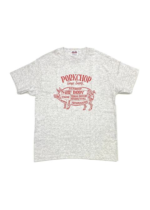 PORK FRONT TEE 25 (ASH) / ポーク フロント ロゴ Tシャツ