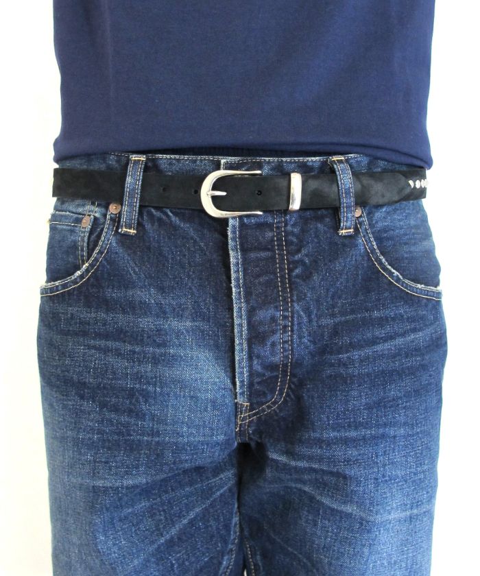 Suede Leather Studs Belt / ナロータイプ スウェードレザー スタッズベルト