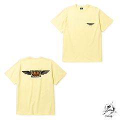 BINDER NECK WING LOGO VINTAGE TEE ＜NATURALLY PAINT DESIGN＞ (LIGHT YELLOW) / ×ナチュラリーペイント コラボ Tシャツ