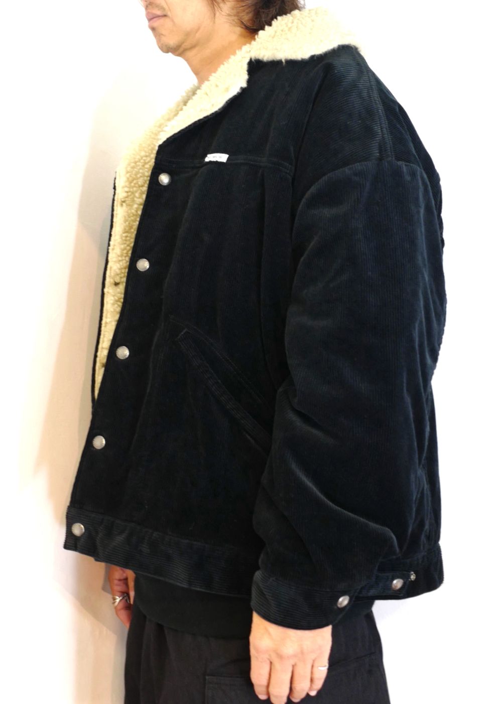 COOTIE PRODUCTIONS - Corduroy Cattleman Jacket (BLACK×BEIGE) / コーデュロイ ボア  ジャケット | LOOPHOLE