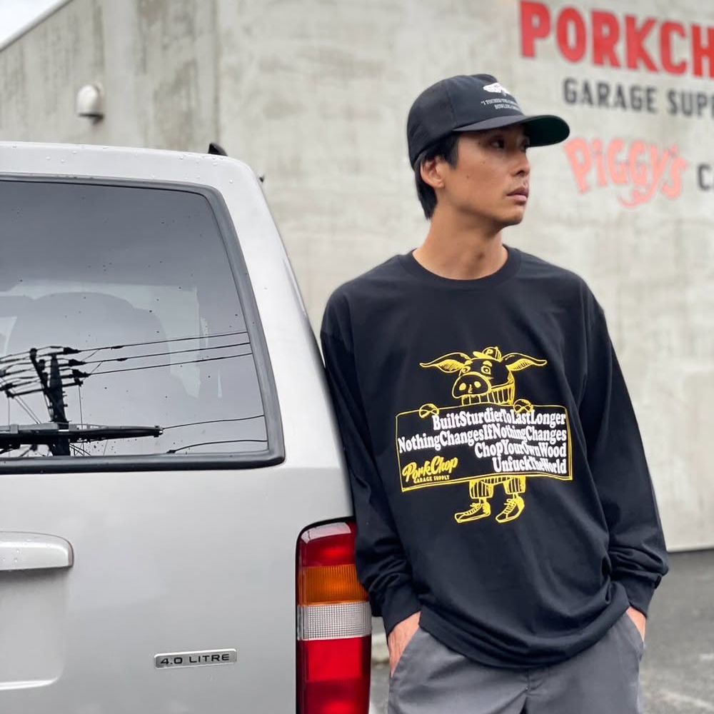 SLOGAN L/S TEE (BLACK) / スローガン ロングスリーブ Tシャツ