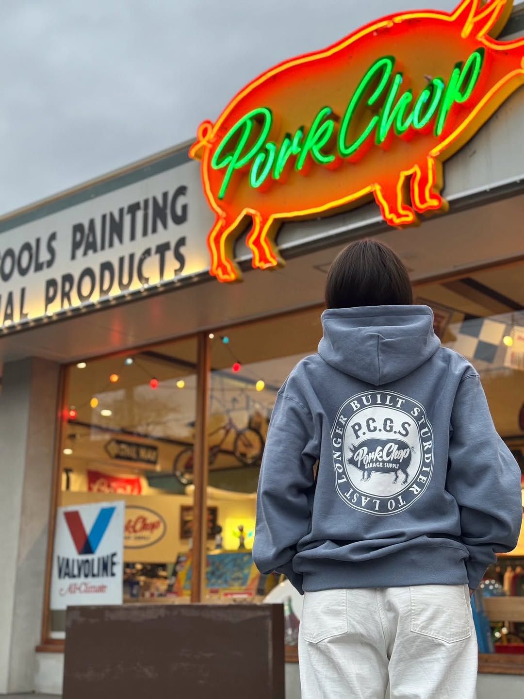 CIRCLE PORK ZIP UP HOODIE (STONE BLUE) / サークルポーク スウェット ジップパーカー