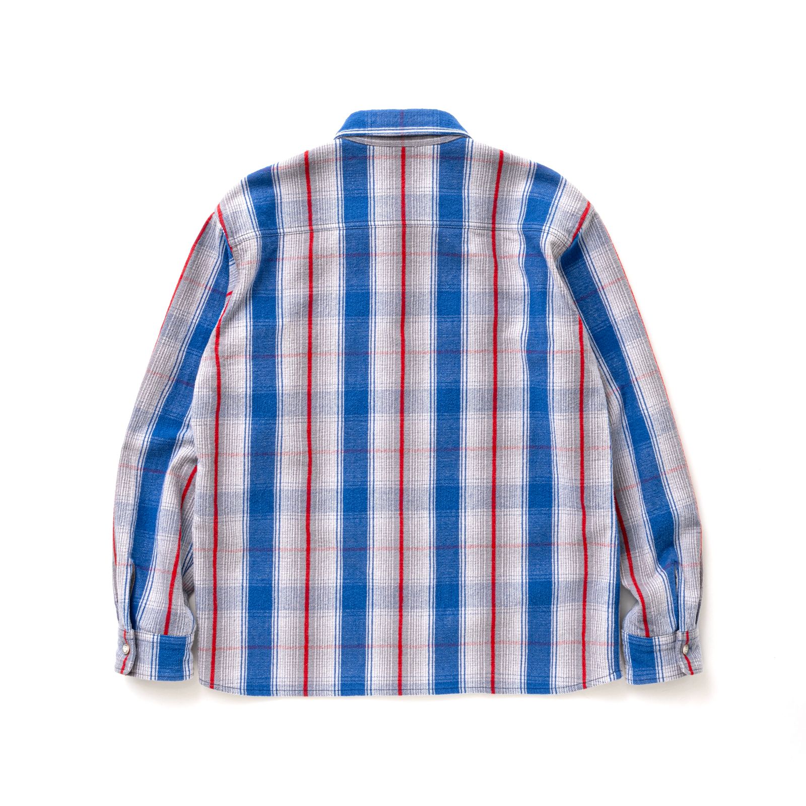 COTTON FLANNEL CHECK SHIRT (GRAY×BLUE CHECK) / チェック コットン ネルシャツ