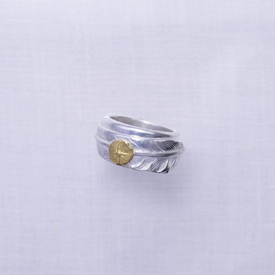 STUDIO T&Y - Feather Ring 2 with Gold Point L (SILVER) / 24金L 