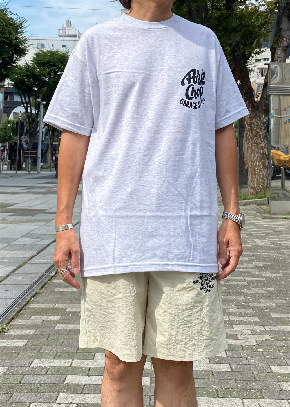 PORKY TEE (ASH) / ポーキー ロゴ Tシャツ