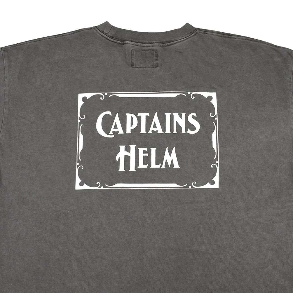 HELM VINTAGE LOGO TEE (GRAY PIGMENT DYE) / ロゴ プリント ピグメント Tシャツ
