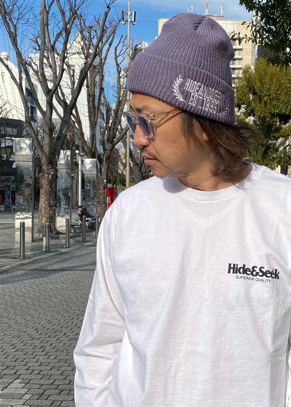 Laurel Knit CAP (D-BLUE) / ロゴ刺繍 ニットキャップ