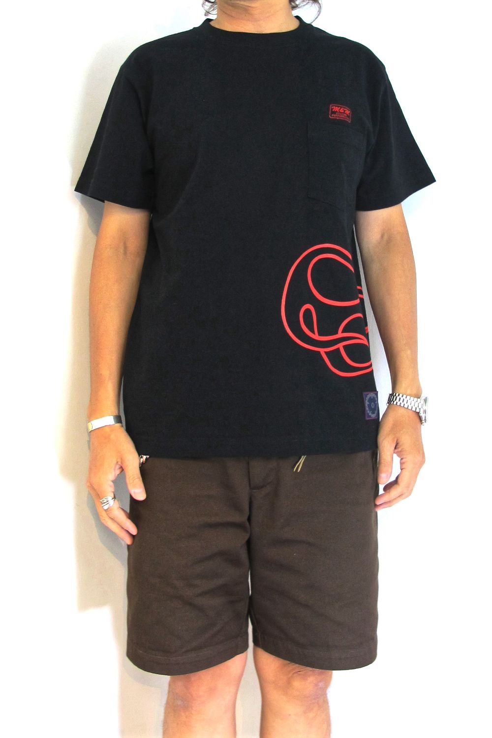 PRINT S/S TEE (BLACK) / アンライバルド コラボT