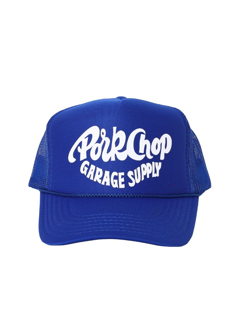 PORKY MESH CAP (BLUE) / ロゴ プリント メッシュキャップ