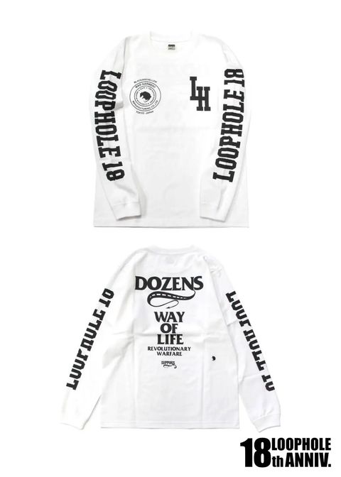 LOOPHOLE 18th ANNIVERSARY L/S TEE (WHITE) / ループホール18周年記念 L/S T