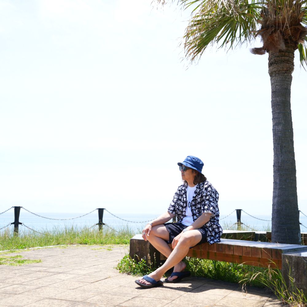 【ラスト1点】ATOMIC S/S SHIRT (NAVY) / アトミック柄 アロハ シャツ