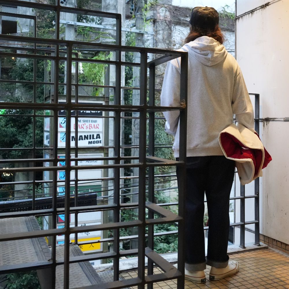 SCRIPT COLLEGE HOODIE (ASH) / カレッジロゴ スウェットパーカー