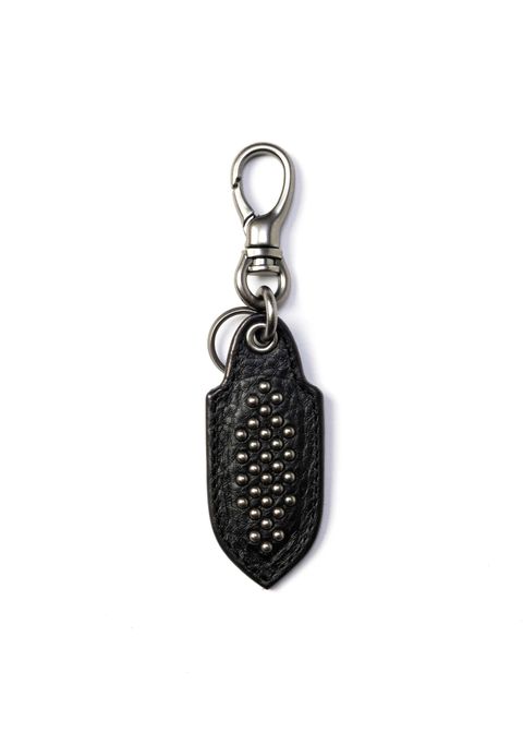 ROUND STUDS LEATHER KEY RING ＜TYPE A＞ (BLACK) / スタッズ レザー キーリング