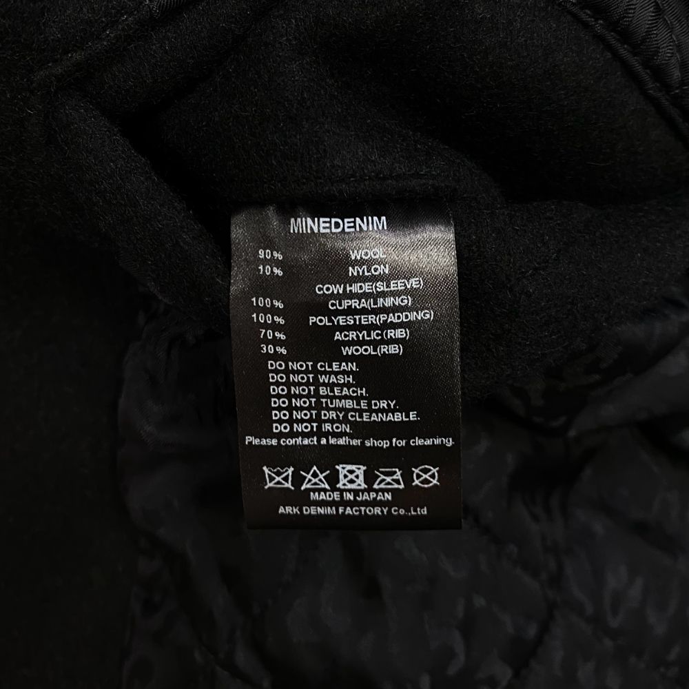 New Order “Republic” Wool Melton & Leather Varsity JKT (BLACK) / ニューオーダー コラボ スタジャン