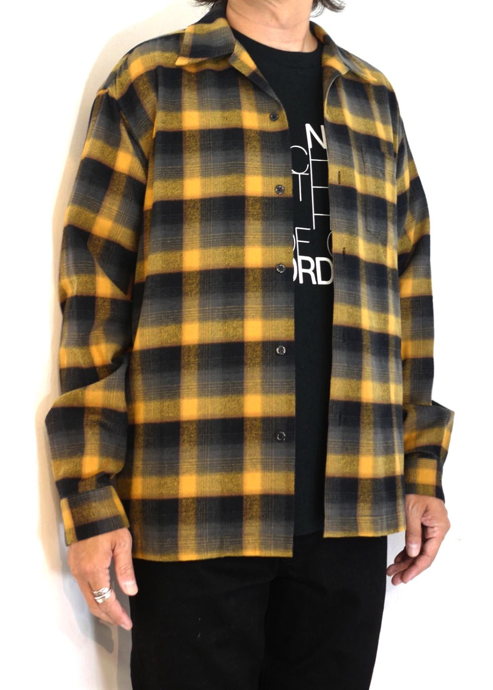 C.R Flow Ombre Check Open Collar L/S SH  (YPT) / オンブレチェック オープンカラーシャツ