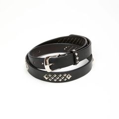 STUDS LEATHER NARROW LONG BELT (BLACK) / スタッズ レザー ナロー ロング ベルト