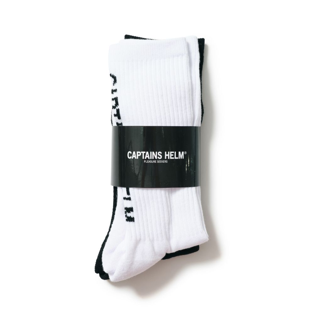 CAPTAINS HELM - TRADEMARK LOGO 2PC SOCKS (BLACK/WHITE) / 2パック