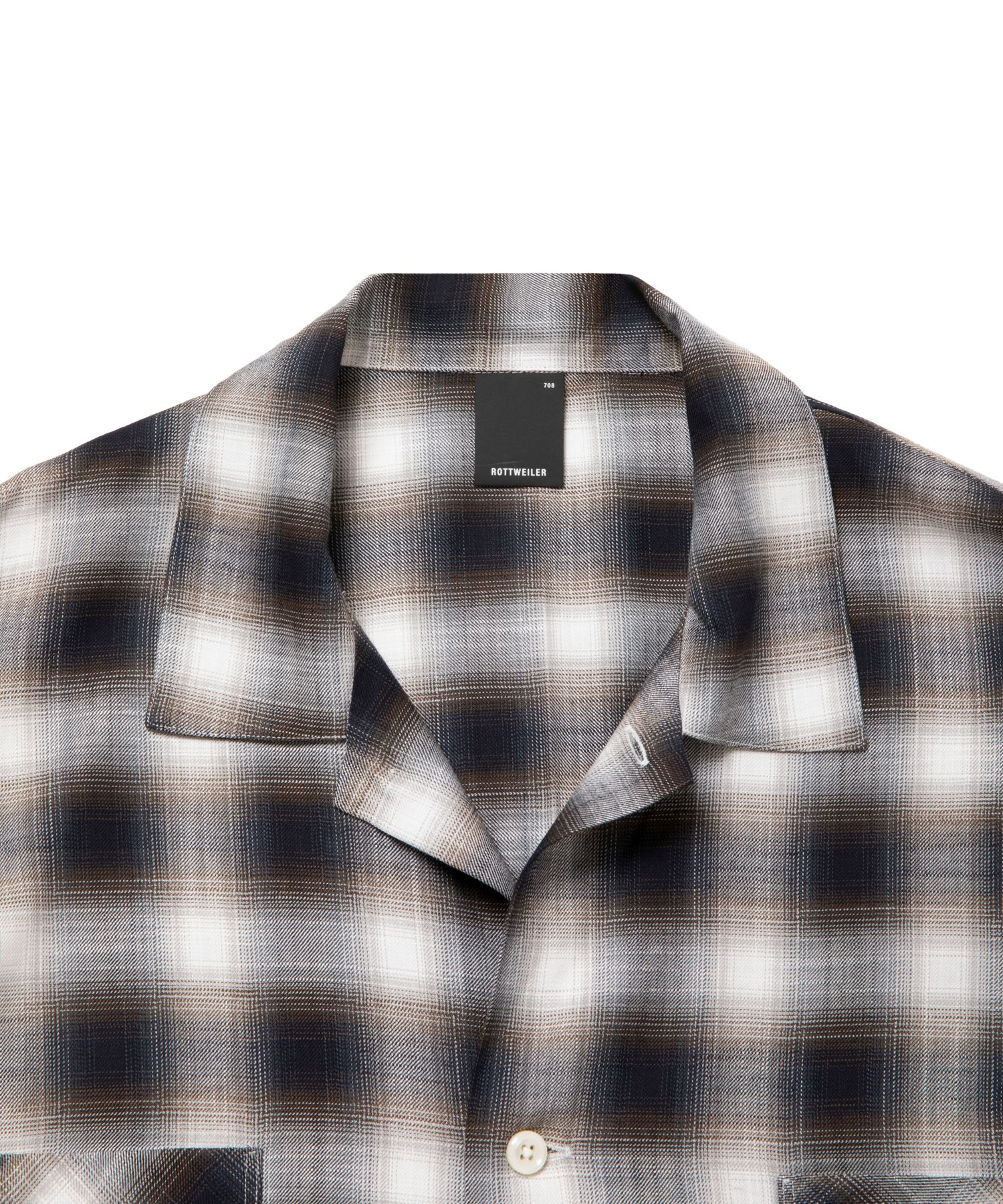 R9 OMBRE CHECK SHIRT (BLACK) / オンブレチェック オープン カラー シャツ