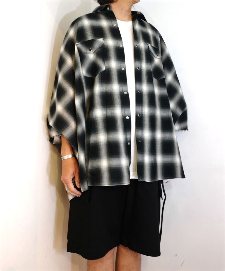 MINEDENIM - Ombre Check Square Big Western SH (BPT) / スクエア 