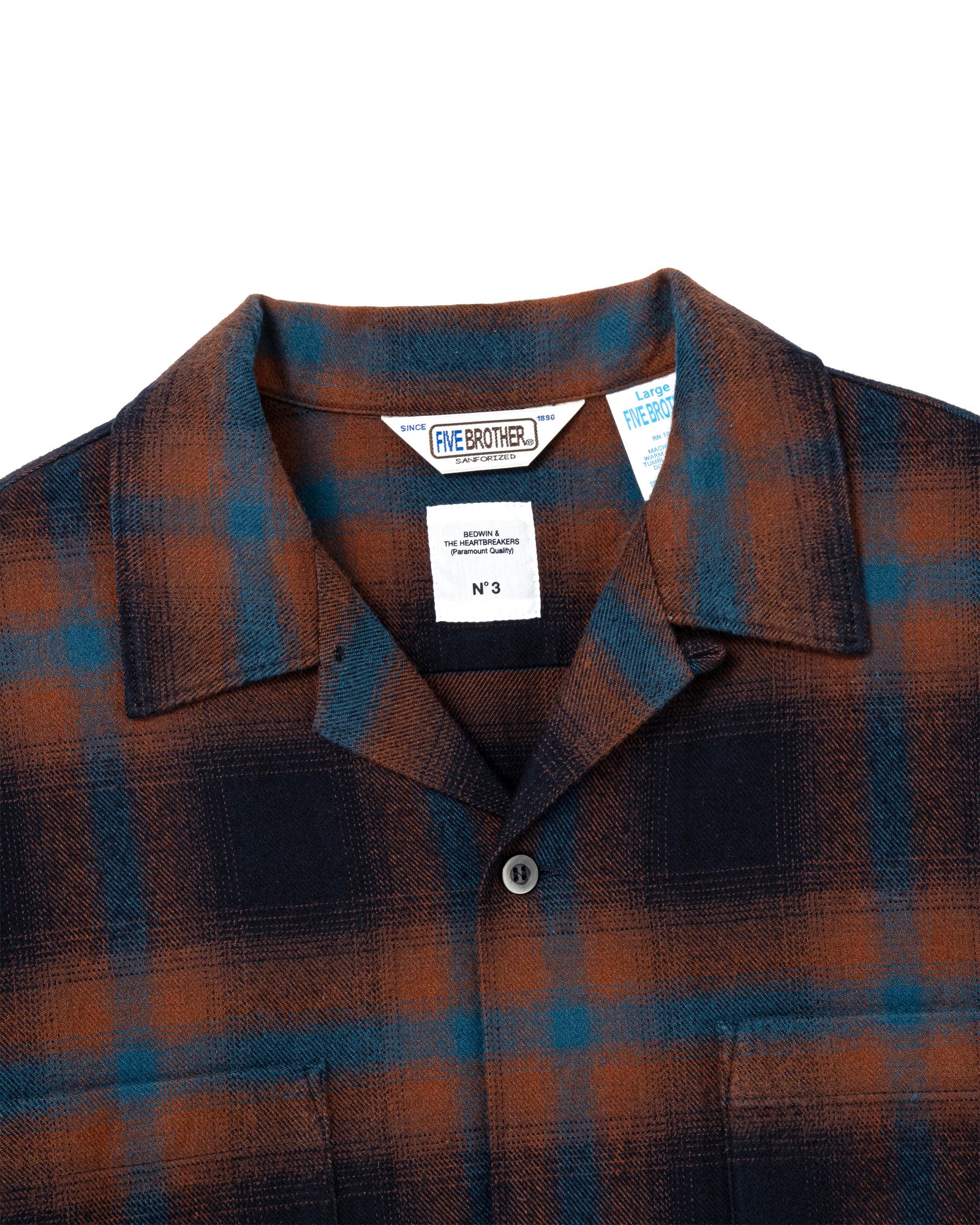 FIVE BROTHER Ex. L/S CHECK SHIRT "VIN" (MAROON) / ファイブ ブラザー コラボ チェック シャツ