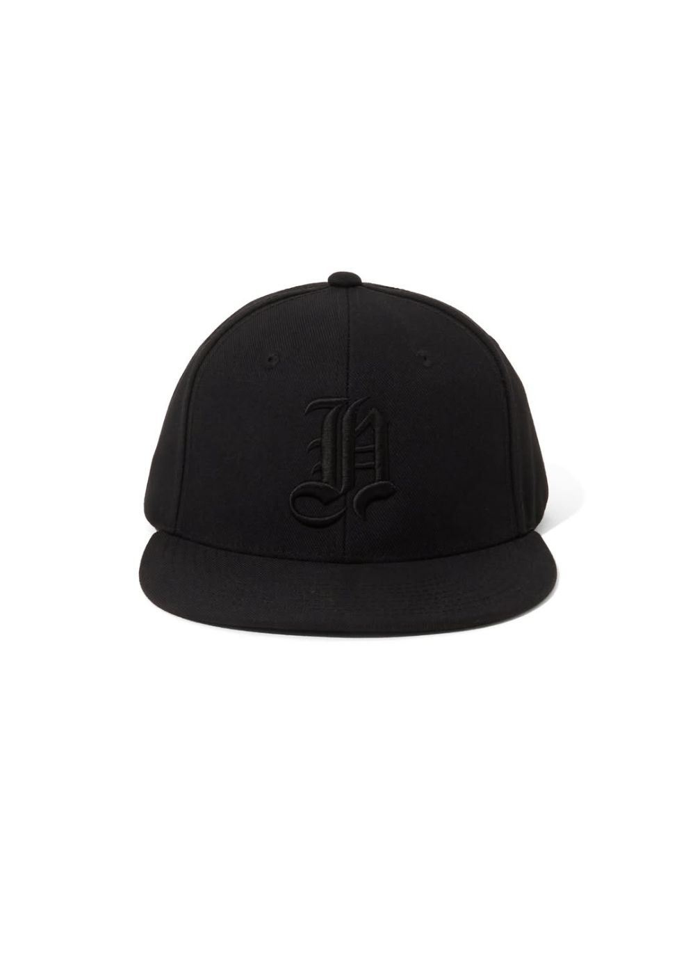 H-Baseball CAP (BLACK×BLACK) / 刺繍ロゴ ベースボールキャップ