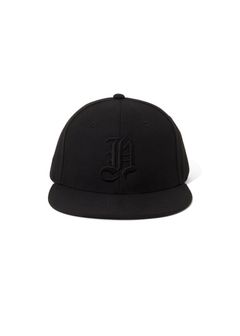 H-Baseball CAP (BLACK×BLACK) / 刺繍ロゴ ベースボールキャップ