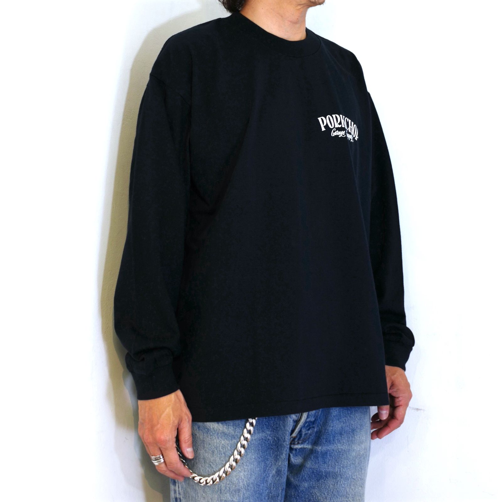 PORKCHOP - PORK BACK L/S TEE (BLACK) / ポークバック L/S Tシャツ