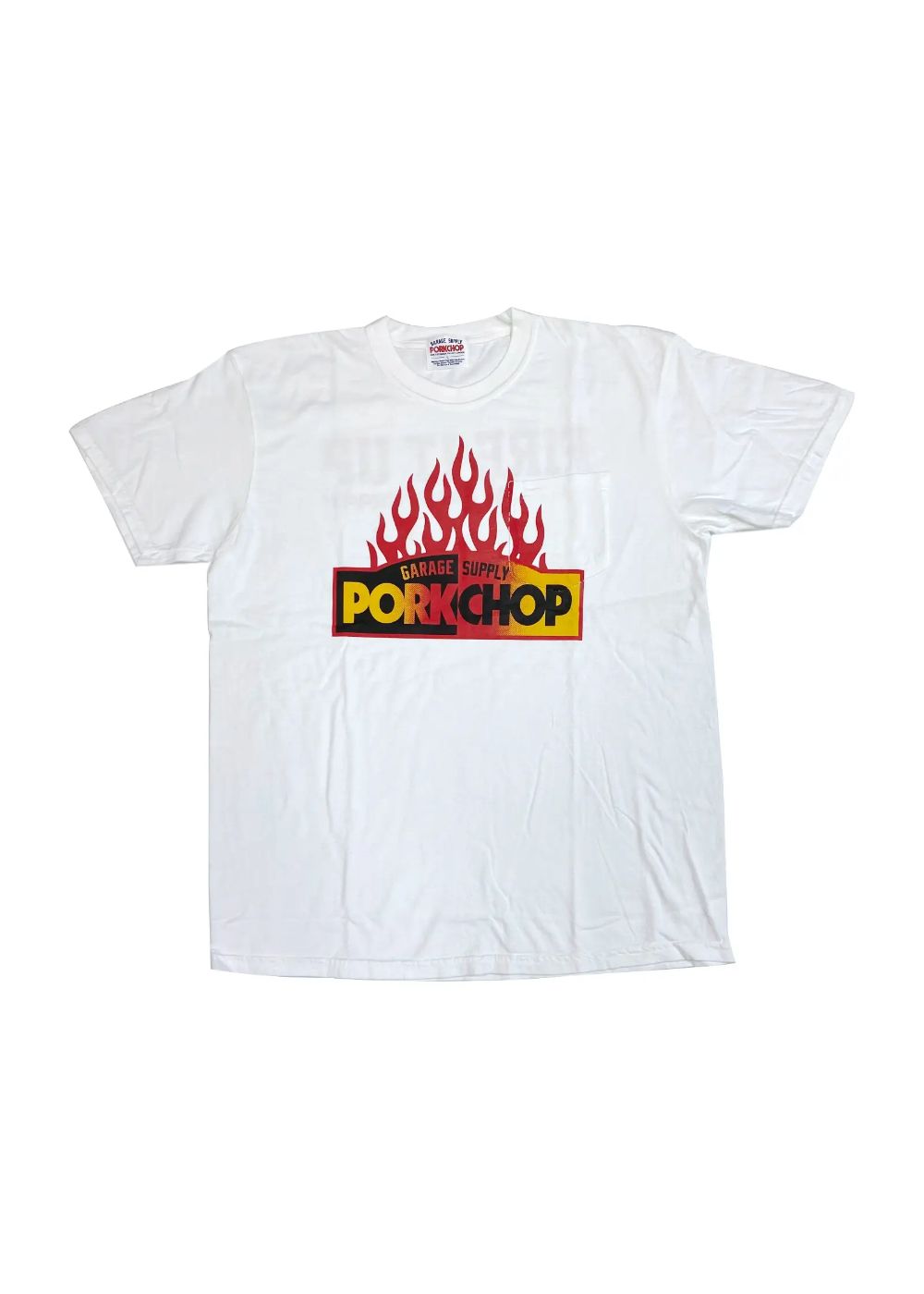 FIRE BLOCK POCKET TEE (WHITE) / ロゴ プリント ポケットTシャツ