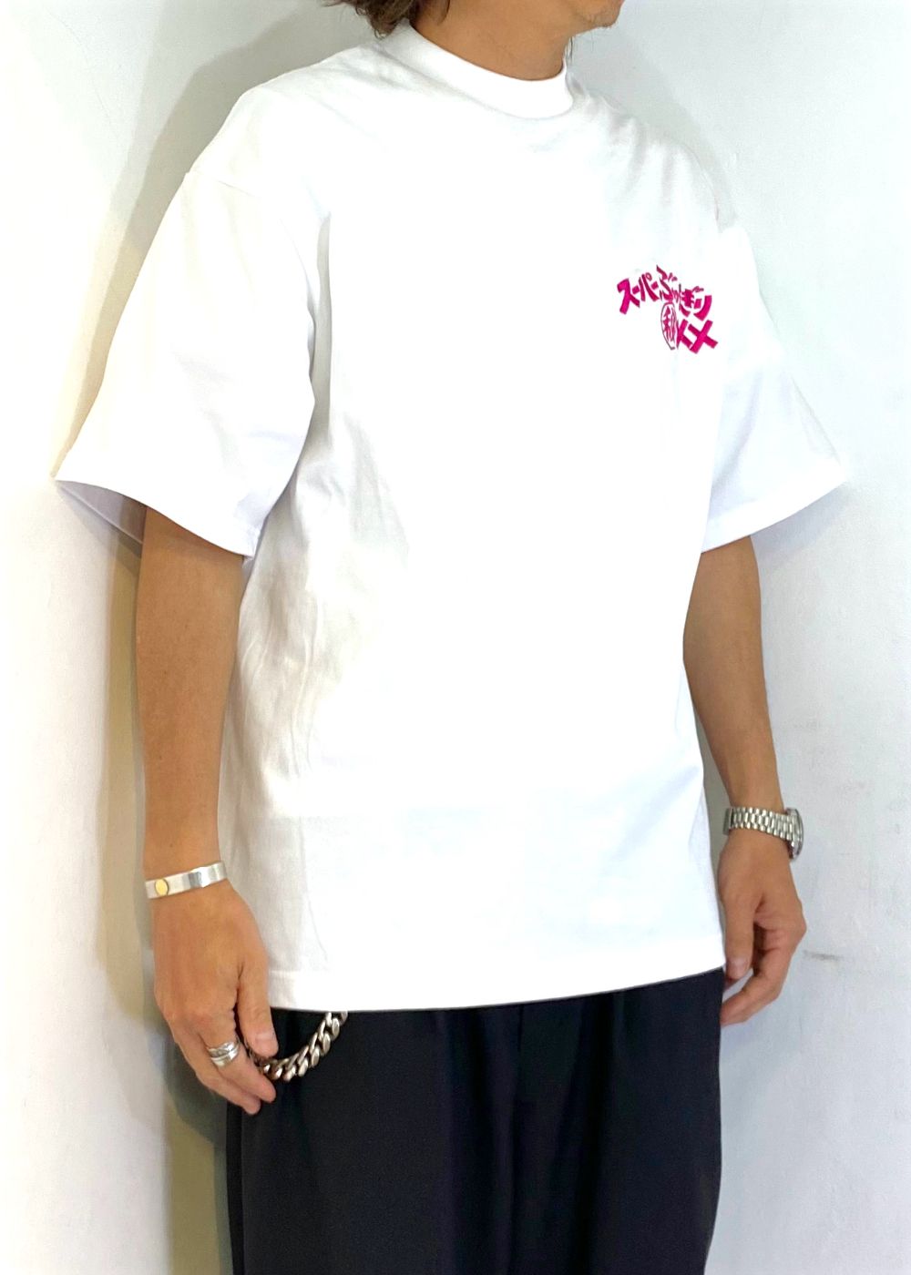 スーパーぶっちぎりマル秘××tee (WHITE) / パロディー Tシャツ