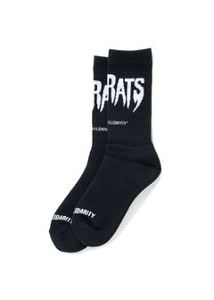 PILE SOCKS "THE RATS" (BLACK) / ジャガード ロゴ ソックス