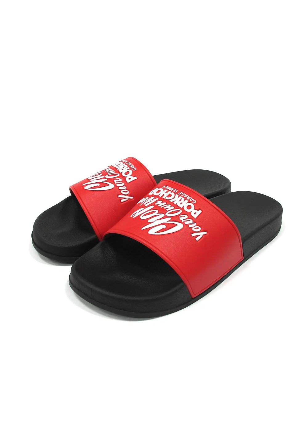 CHOP YOUR OWN WOOD SANDALS (RED) / エンボスロゴ シャワーサンダル