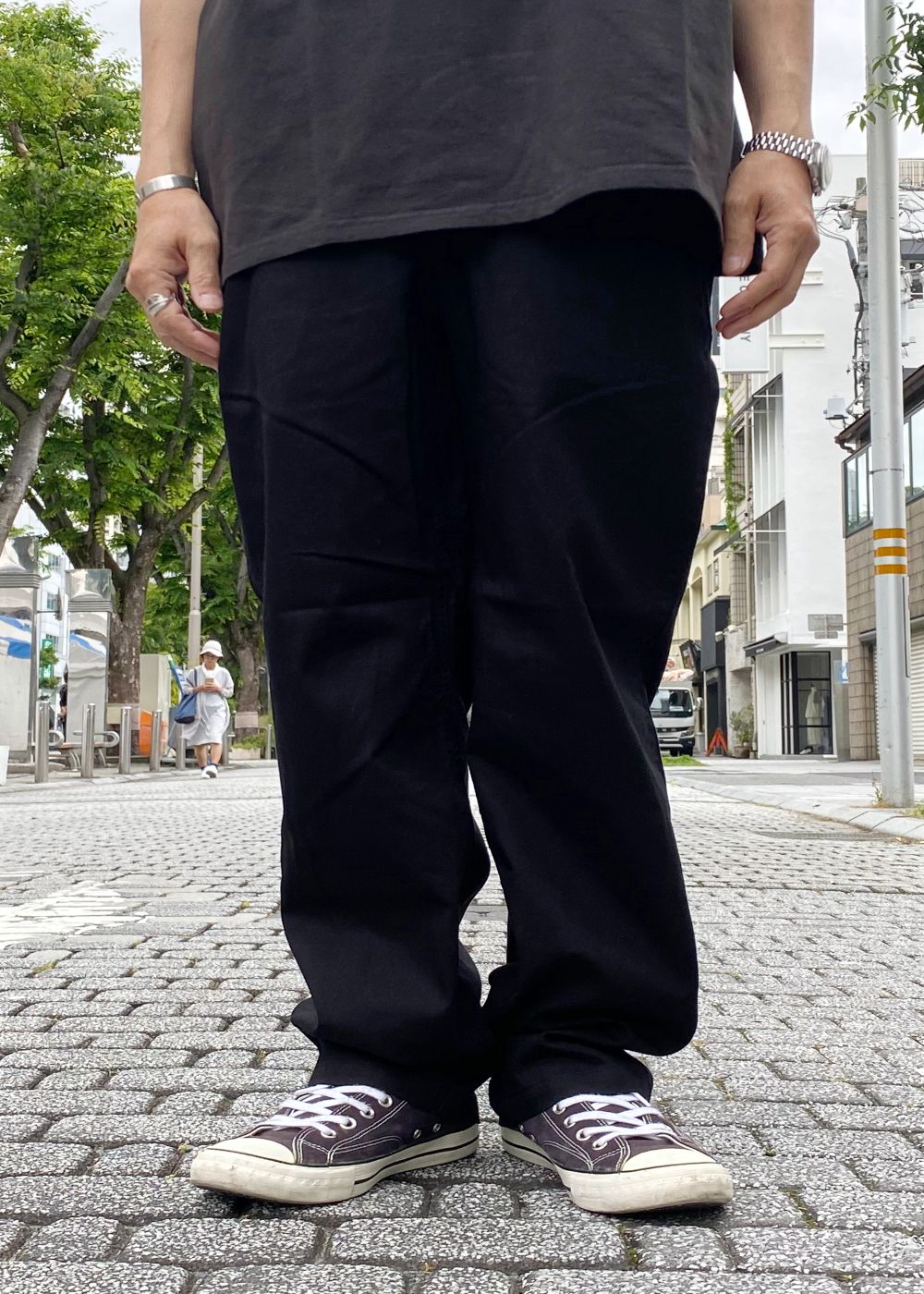 COTTON EASY PANTS (BLACK) / コットン イージー パンツ