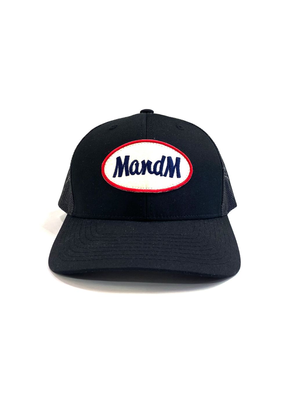 RETRO TRUCKER MESH CAP (BLACK) / ワッペン メッシュキャップ