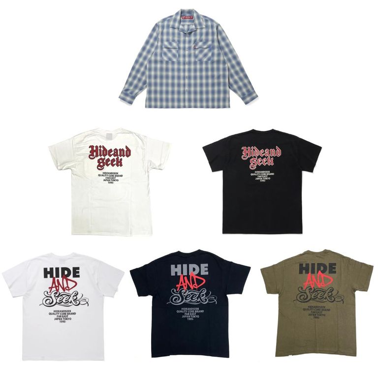 HIDE AND SEEK 新作販売告知 / 定番オンブレシャツ&夏をアツくするプリントTシャツ。