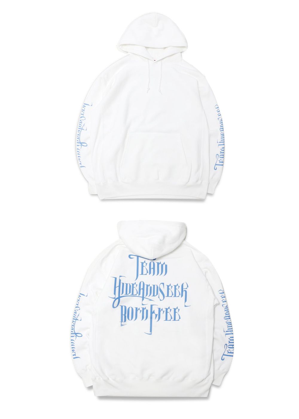 HIDE AND SEEK - C-HILL HOODED SWEAT SHIRT (WHITE) / プリント