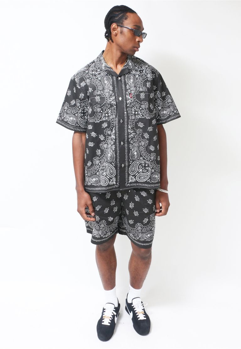 HIDE AND SEEK - Bandana Pattern S/S Shirt (BLACK) / オリジナル  