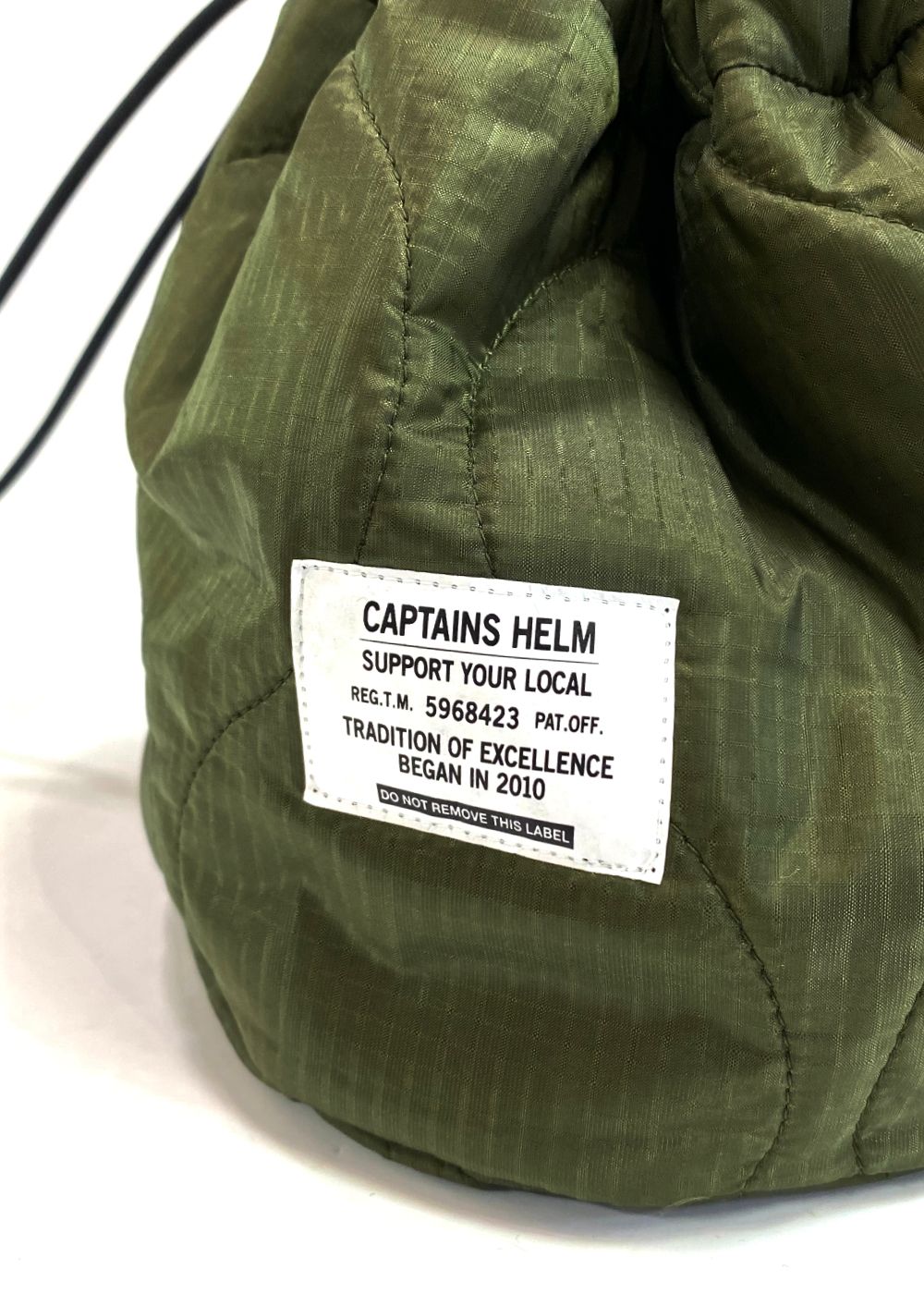 QUILTING KINCHAKU (OLIVE) / キルティング 巾着ポーチ