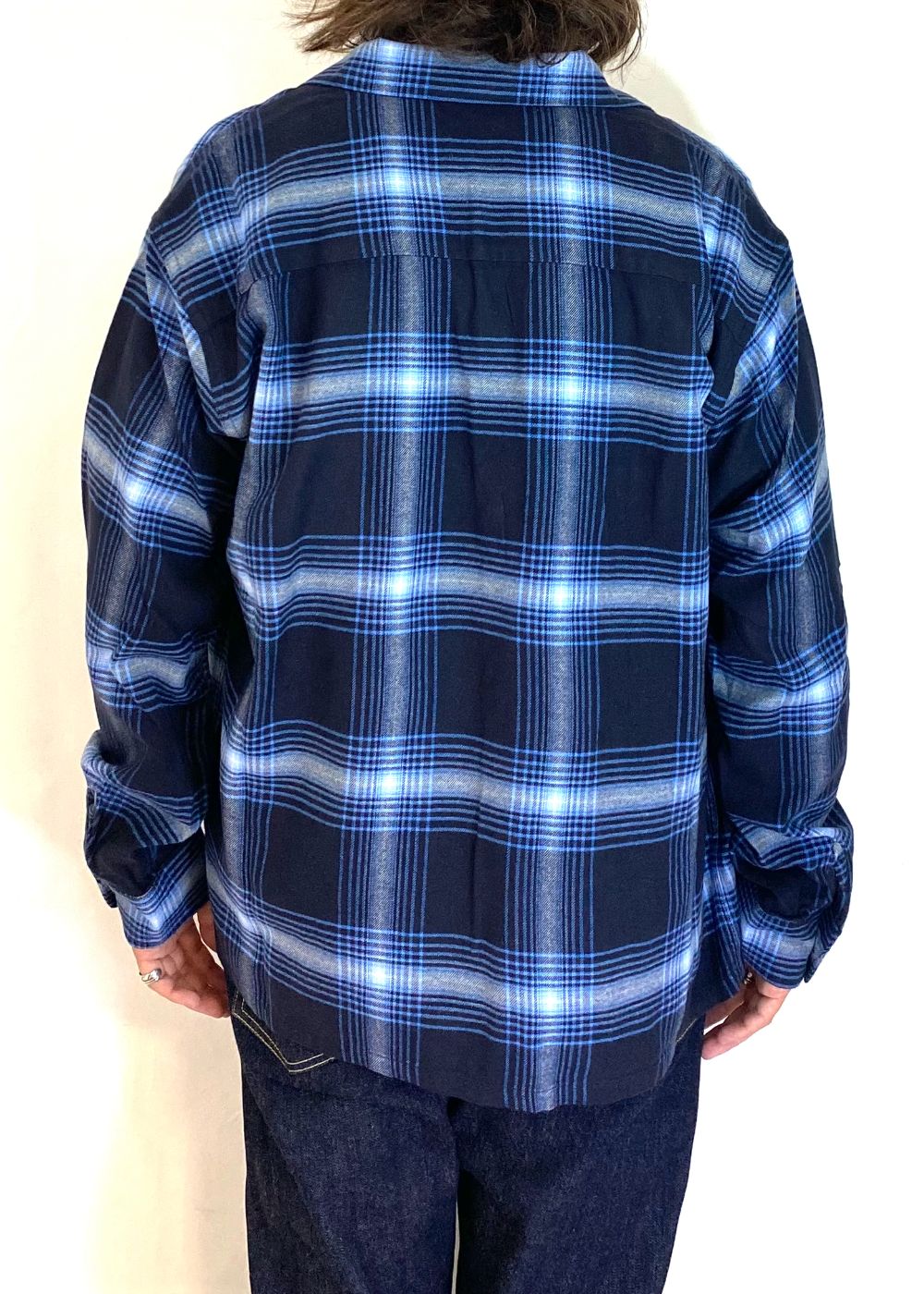 COTTON RAYON CHECK SHIRT (NAVY CHECK) / チェック コットンレーヨン ネルシャツ