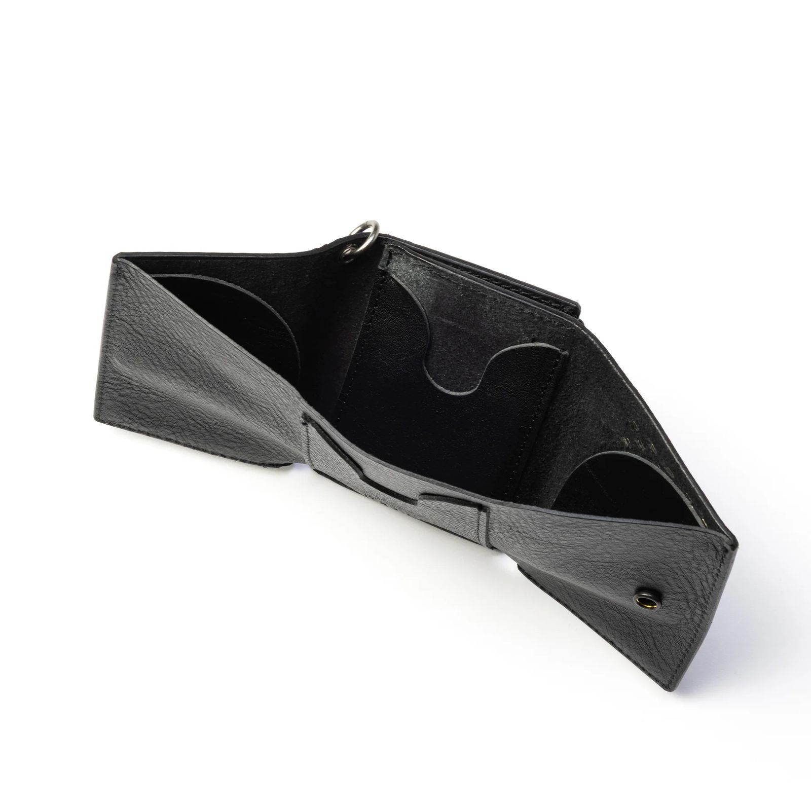 ROUND STUDS LEATHER MULTI WALLET (BLACK) / スタッズ レザー コンパクト マルチ ウォレット