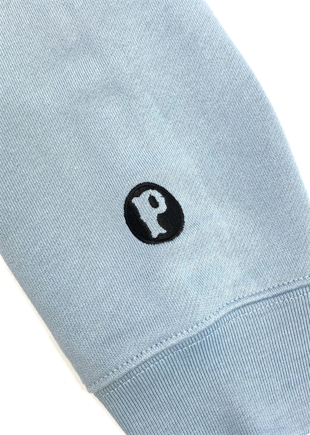 HUNGRY ZIP UP HOODIE (STONE BLUE) / ハングリー ロゴ スウェット ジップパーカー