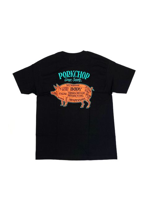 PORK BACK TEE (BLACK) / ポークバック ロゴ Tシャツ