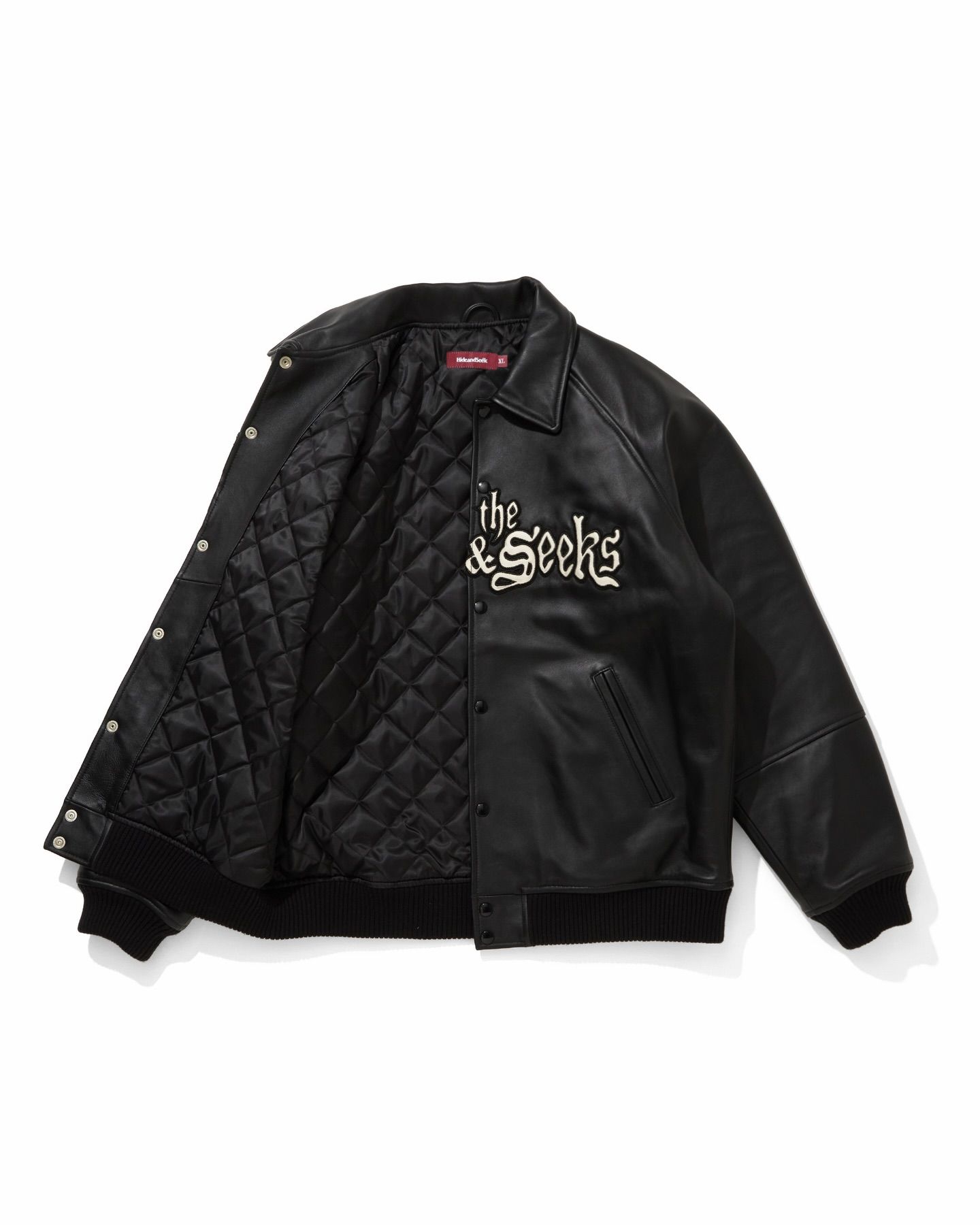 Leather Varsity Jacket (BLACK/WHITE) / 西浦徹 コラボ レザー ジャケット