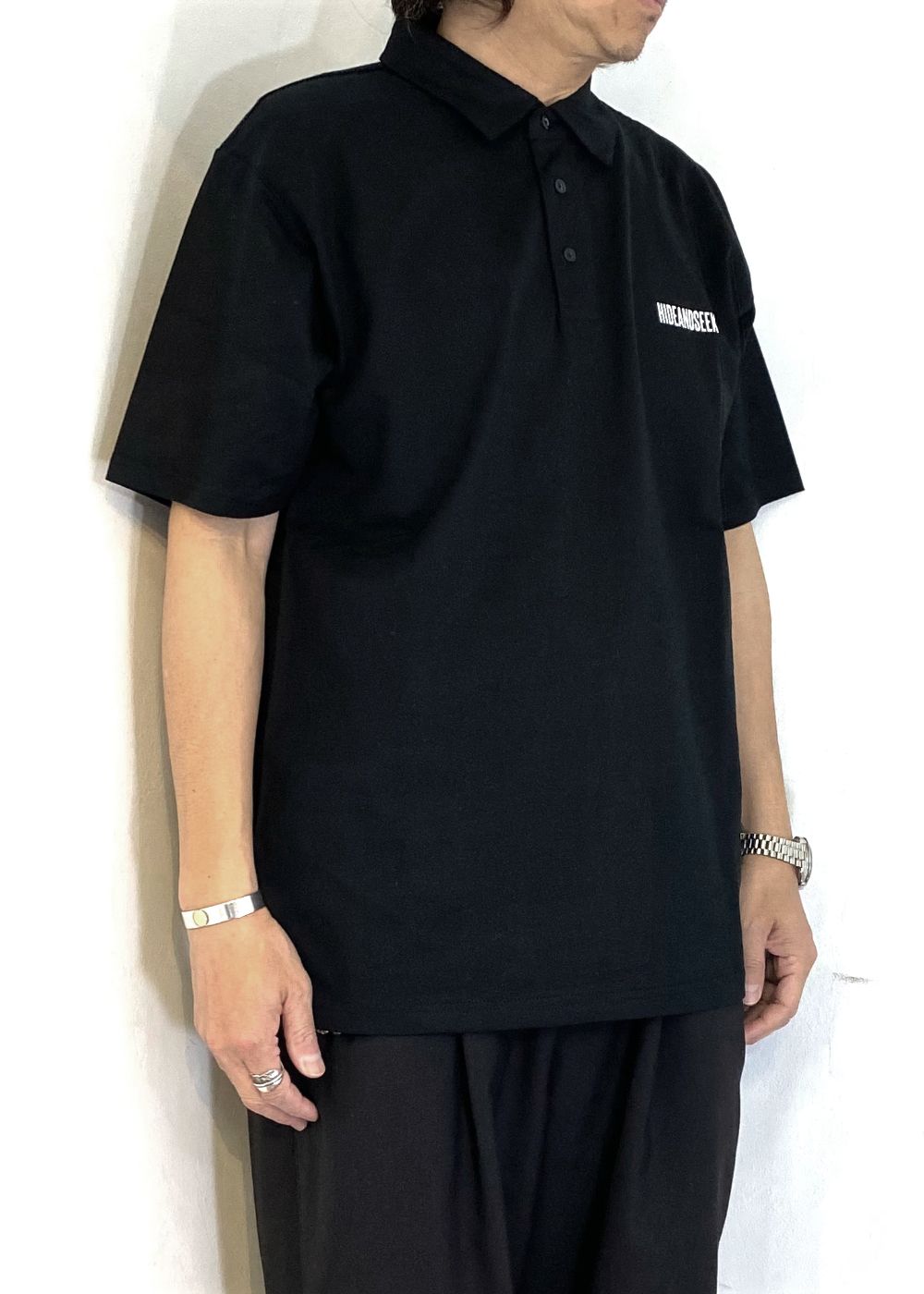 Polo S/S Shirt (BLACK) / ロゴプリント ポロシャツ