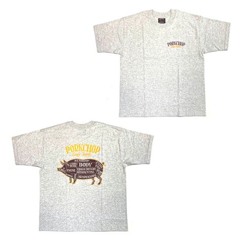 PORK BACK TEE (GRAY) / ポークバック ロゴ Tシャツ