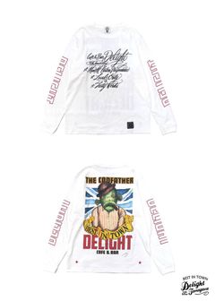 PRINT L/S TEE (WHITE) / CAFE&BAR DELIGHT コラボロンT