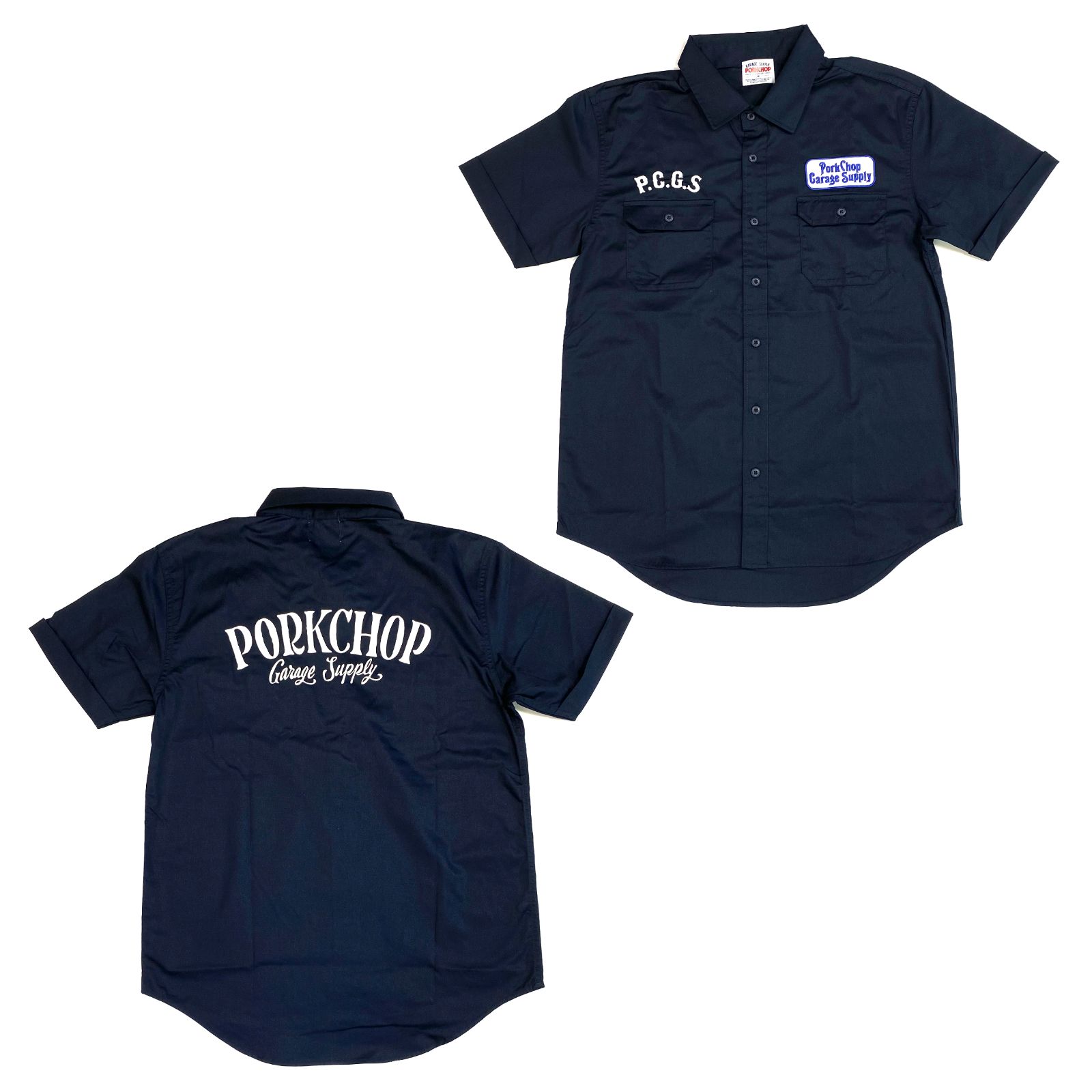 PORKCHOP - ROUNDED WAPPEN WORK SHIRT (DARK NAVY