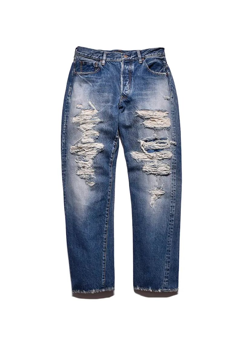 ×WDS L.Straight 5pocket USS (USS) / ウィンダンシー コラボ ダメージ デニムパンツ / セットアップ可能