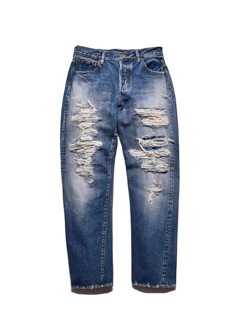 ×WDS L.Straight 5pocket USS (USS) / ウィンダンシー コラボ ダメージ デニムパンツ / セットアップ可能